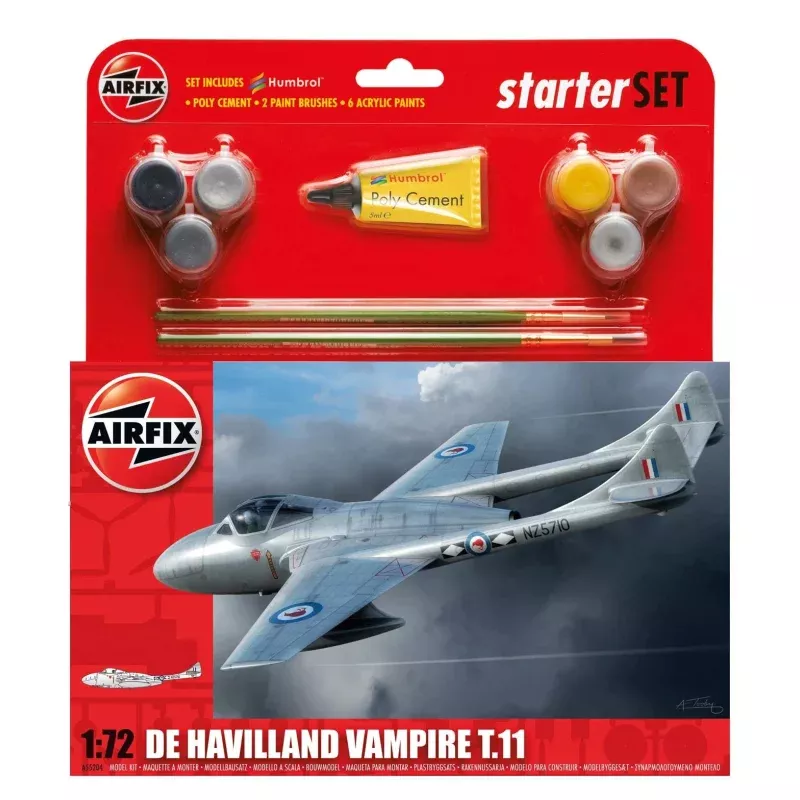 AIRFIX Medium Starter Set - 1/72 de Havilland Vampire T.11 (A55204)