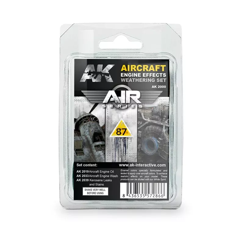 AK Interactive 2000 Air Series: Aircraft Engine Effects Enamel Weathering Set (3 Colors)
