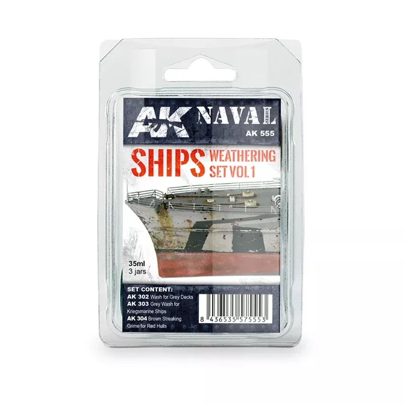 AK Interactive 555 Naval Ships Weathering Vol.1 Enamel Paint Set