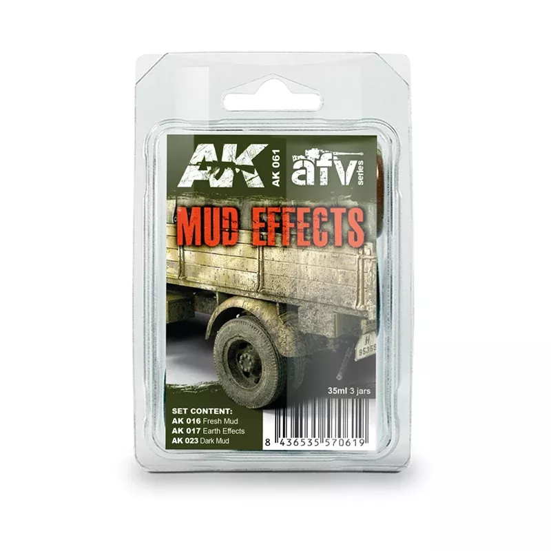 AK Interactive 61 Mud Effects Enamel Paint Set (16, 17, 23)