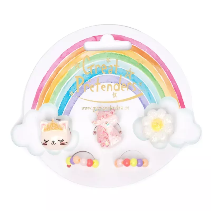 Flower, Kitty, Unicorn Elastic Ring Set