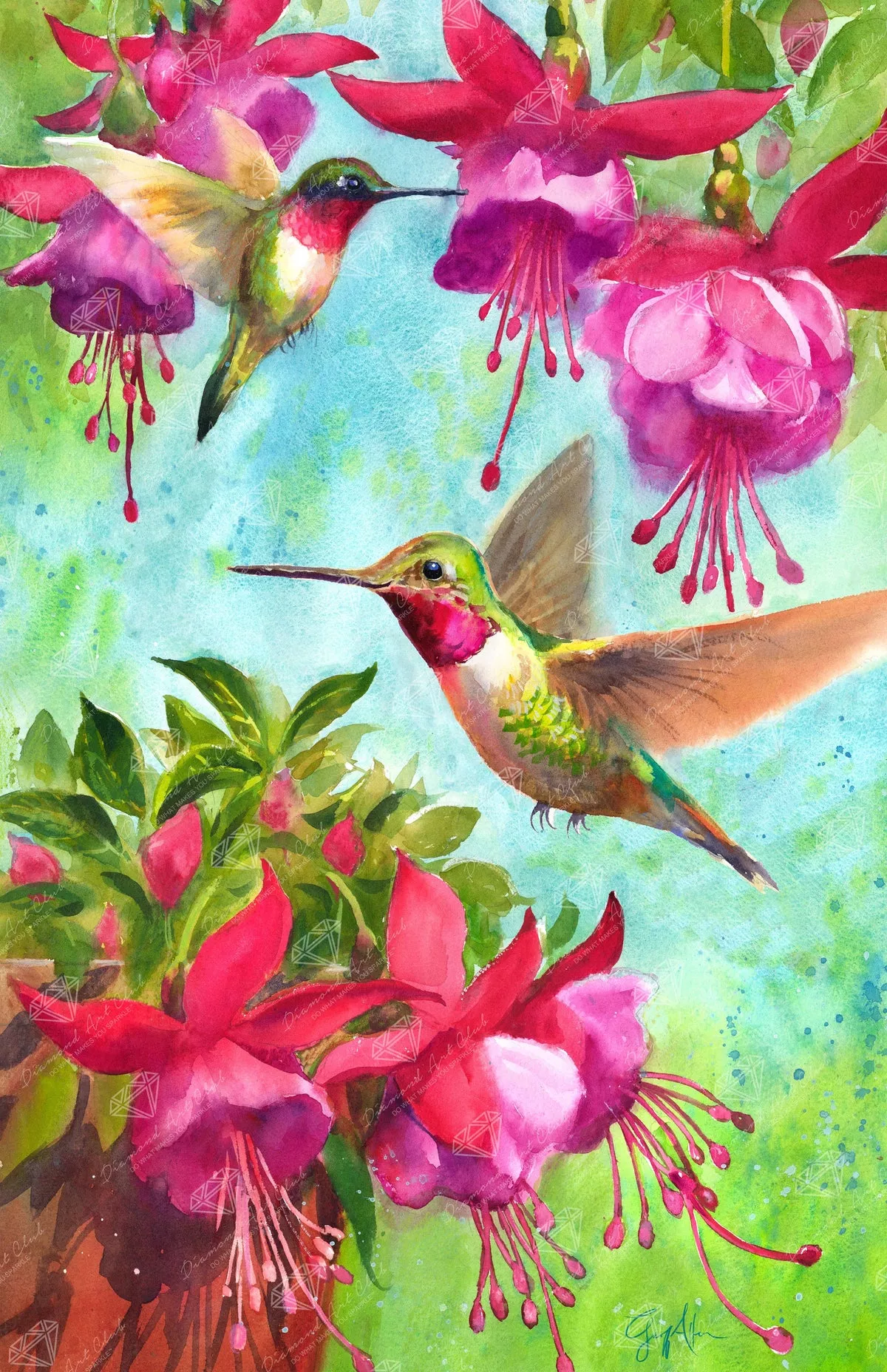 Fuschia Hummingbird Diamond Art