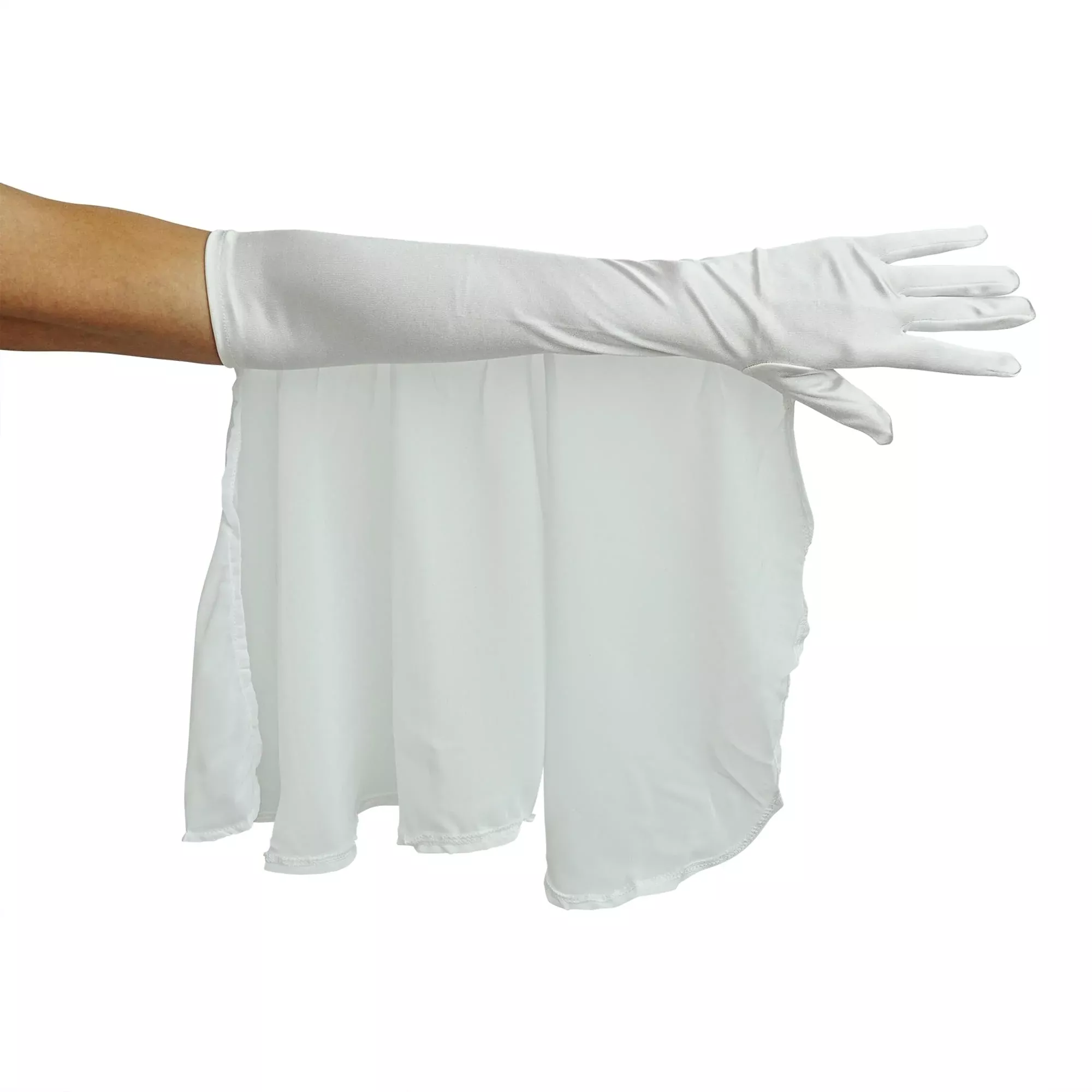 Ghost White Flutter Costume Gloves Adult