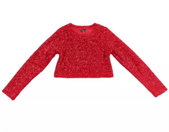 Little Olin Red Shimmer Sweater