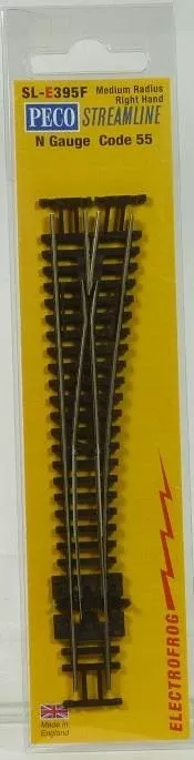 Peco N: SL-E397F: Medium Y Turnout Electrofrog N Gauge 55