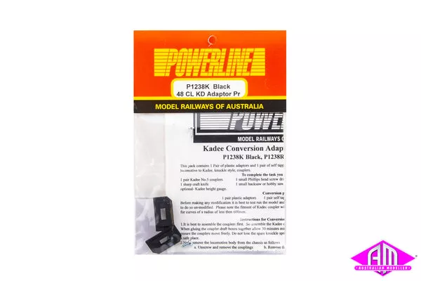 Powerline - P1238K - 48 Class Kadee Adaptor - Black (HO Scale)