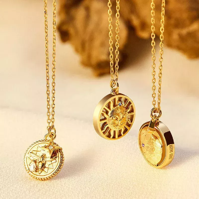 silver and gold coin clavicle chain