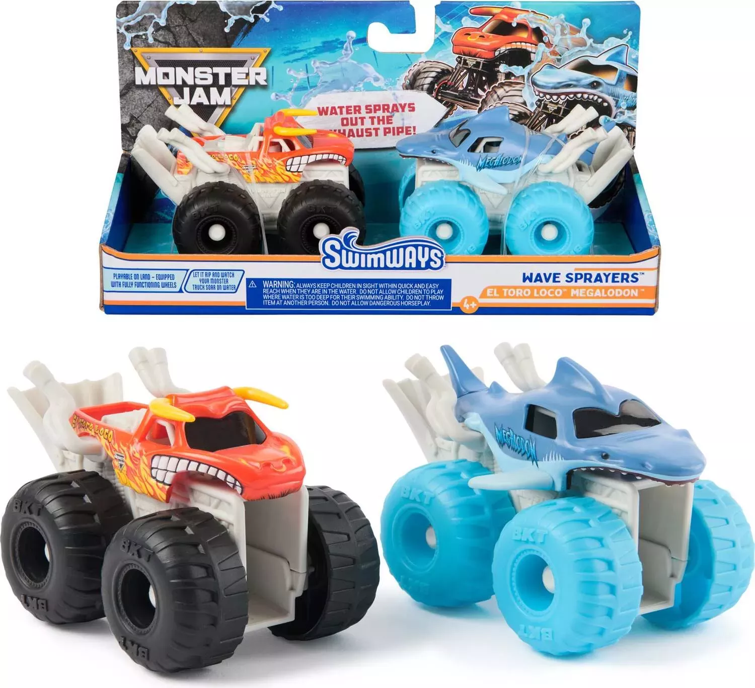 Spin Master Swimways Monster Jam Wave Sprayers: El Toro Loco & Megalodon