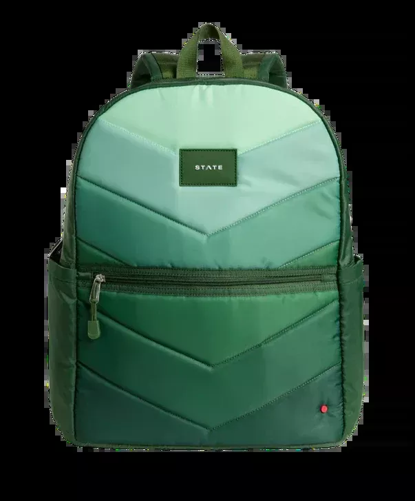 State Backpack - Kane Kids Double Pocket- Olive Chevron