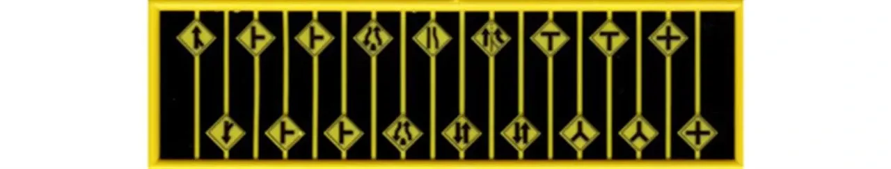 Tichy Train Group 2617 – Road Path Warning Signs #2 – 18 Pcs – N Scale
